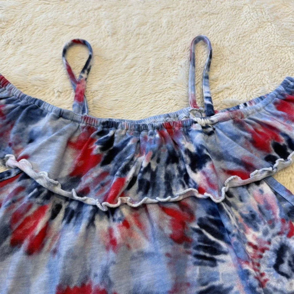 The Children's Place Girls 14 XL Tie Dye Tank Skirt Set Red Blue White Patriotic